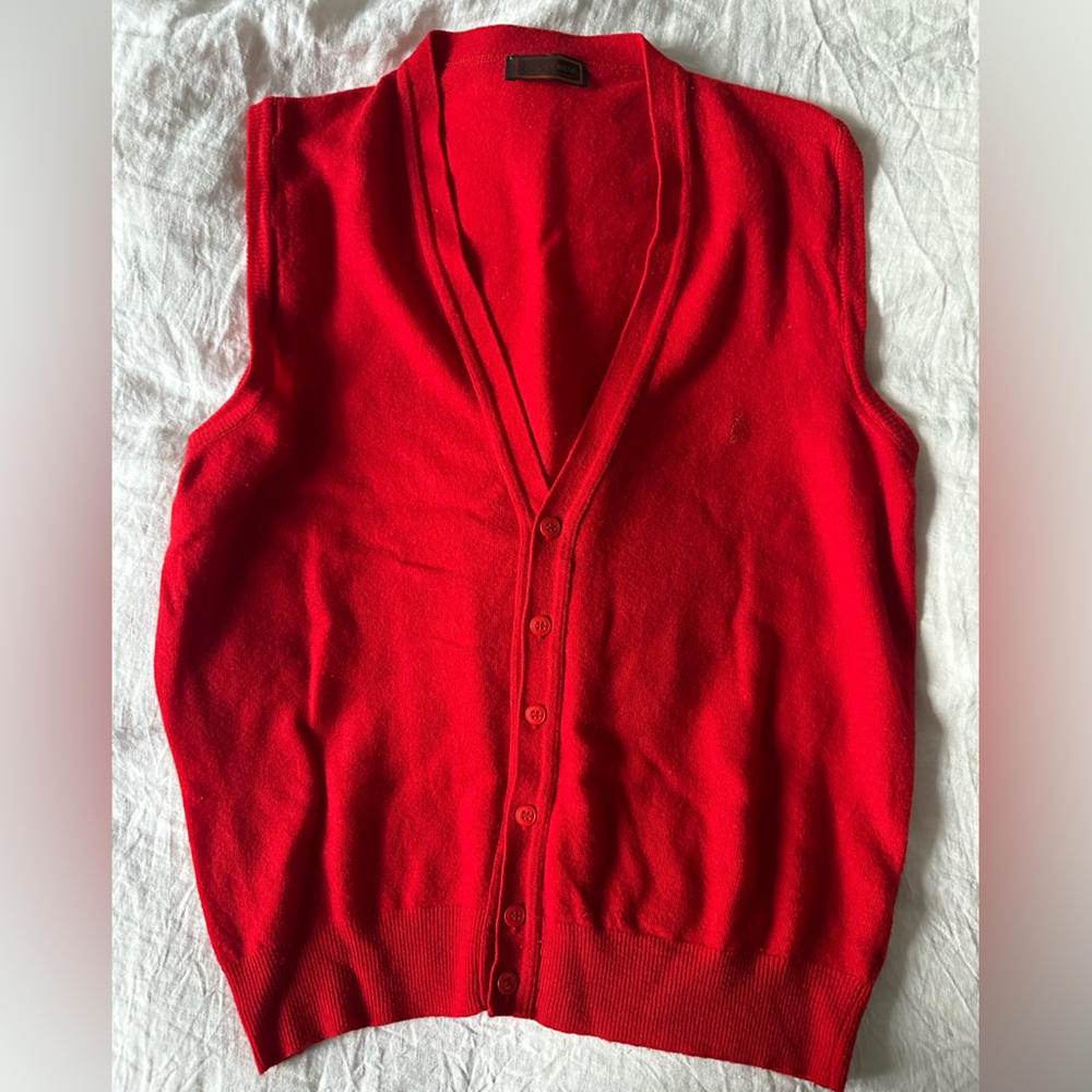 Vintage YSL Red Sweater Vest Cardigan - Picture 2 of 5